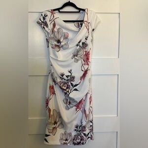 White House Black Market Cream Strapless Ruched Dress